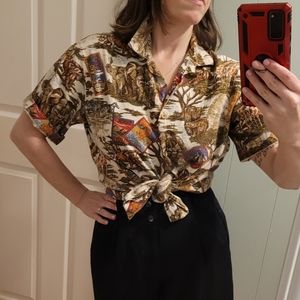 Vintage Linen Safari Shirt Size M/L